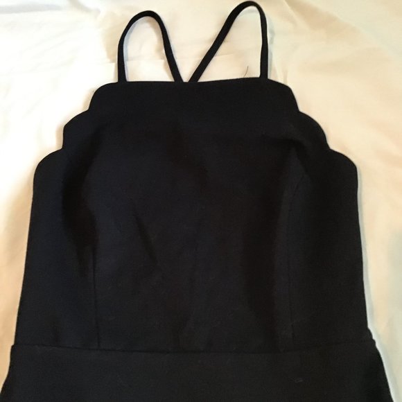 Lush Scalloped Edge Halter Little Black Dress With Criss Cross Back - Picture 6 of 11